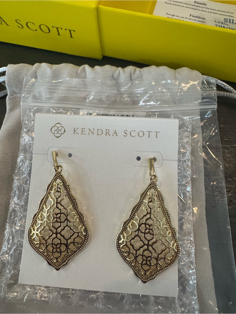 Kendra Scott Gold Filigree Teardrop Earrings